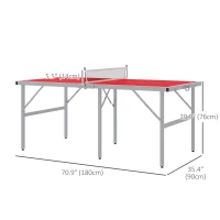 Soozier Portable Ping Pong Table Set, Table Tennis Table w/ Net, 2 Paddles, 3 Balls for Outdoor and Indoor, Easy Assembly, Red(m-3)