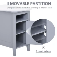 HOMCOM Wooden3-Tier Modern Nightstand with Pullout Shelf, Adjustable Open Shelf, and Door Cabinet, Grey(m-5)