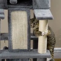 PawHut 55" Cat Tree for Indoor Cats, Cat Tower, Kitty Activity Center with Cat Bed Ramp Condo Hammocks Hanging Ball Toys Sisal Rope Scratching Post, Grey(m-9)
