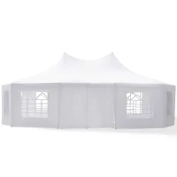 Outsunny 29x21ft High Peak Decagonal Wedding Event Party Tent Gazebo Canopy w/ 10 Removable Walls White(m-11)