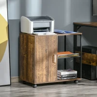 HOMCOM Lateral Filing Cabinet, Mobile File Cabinet Printer Stand Home Office Organizer with Wheels, Rustic Brown(m-1)