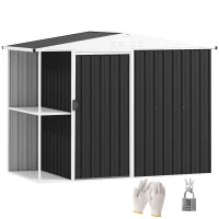Outsunny 8 x 4ft Outdoor Garden Shed, Metal Shed with Air Vents and Lock for Backyard, Garden, Patio, Dark Gray(m-11)