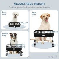 PawHut Pet Feeder, 4 Adjustable Heights Elevated Dog Bowls with Slower Feeder, Stainless Steel Food and Water Bowls, Raised Edge and Food Collection Hole(m-5)