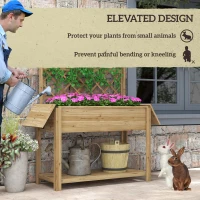 Outsunny Wood Planter with Trellis for Climbing Plants, Raised Garden Bed with Foldable Shelves, 55.1" x 17.7" x 59.4", Natural(m-7)
