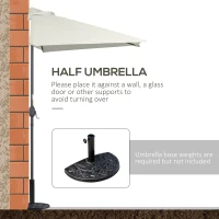 Outsunny 8ft Half Umbrella Outdoor Balcony Parasol Patio Garden Outdoor Window Sun Shade w/ 5 Ribs Beige(m-6)