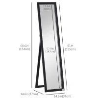 HOMCOM Full Length Mirror for Bedroom, Free Standing Dressing Mirror, Wall Mirror for Living Room, 15" x 61"(m-3)