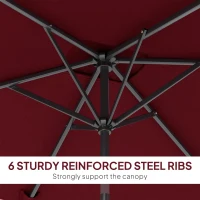 Outsunny 6.6x9.6ft Rectangle Aluminum Tilt Patio Umbrella, Garden Market Parasol, Outdoor Sunshade Canopy with Crank, Wine Red(m-7)
