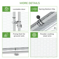 PawHut Chicken Run Walk-In Metal Chicken Coop, 3 Rooms Galvanized Poultry Cage Outdoor with Waterproof UV-Protection Cover for Rabbits, Ducks, 9.8' x 26.2'(m-7)