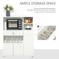 HOMCOM Compact Kitchen Pantry Cabinet Server Hutch Storage Buffet with Microwave Oven Stand Drawer and Shelves, White(m-5)