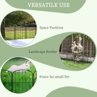 Outsunny 4 Pack Garden Fencing Border, Decorative Fence 4 Panels, Flower Edging Animal Barrier for Outdoor, Patio, Arched, Black(m-6)