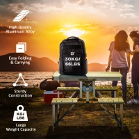 Outsunny Picnic Table Junior Folding Camping Table Set Portable Camping Garden BBQ Party, Silver(m-5)