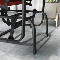 Outsunny Patio Glider with Breathable Mesh Fabric, Outdoor Glider Chair, Garden Rocking Gliding Seat for Patio, Yard, Porch, Black/Wine Red(m-9)