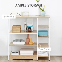 HOMCOM Storage Shelf Multi-Tier Bookcase Utility Display Rack Home Organizer for Kitchen, Garage, Living Room, White(m-4)