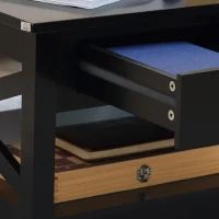 HOMCOM Coffee Table with Storage, Farmhouse Living Room Table with Drawers and Open Shelf, Centre Table with X-frames, Black(m-7)