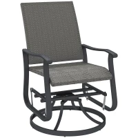 Outsunny Rattan Patio Glider, Wicker Outdoor Glider Swivel Chair with Steel Frame, High Back for Backyard Porch, Grey(m-11)