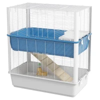 PawHut Large Hamster Cage with Accessories, Rat Cage Gerbil Habitat with Detachable Bottom, Ramps, Platform, Food Bowl, Water Bottle, 31" x 18" x 35"(m-11)