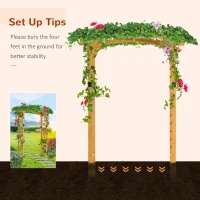 Outsunny 7.5FT Wood Garden Arch Trellis, Outdoor Walkway Round Pergola Style Arbor for Decorative Climbing Plants, Patio, Lawn, Backyard Party, Ceremony Decoration Accessories, Yellow(m-7)