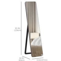 HOMCOM Full Length Mirror for Bedroom, Free Standing Dressing Mirror, Wall Mirror with Wood Frame, 15" x 61", Black(m-3)