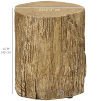 HOMCOM Concrete Finish Side Table, Lightweight Accent Table, 17" Patio Tree Stump End Table with 4 Adjustable Feet for Indoor, Outdoor, Natural Brown(m-3)