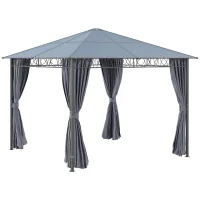 Outsunny 10' x 10' Polycarbonate Hardtop Gazebo Canopy, Outdoor Patio Gazebo with Aluminum Frame & Curtains, Dark Grey(m-2)