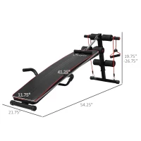 Soozier Sit Up Bench Core Workout Adjustable Strength Training Bench Thigh Support For Home Gym Exercise Black/Red(m-3)
