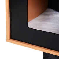 PawHut 47.2" Cat Tree, Kitten Scratcher, Activity Center, Play House with Condo Sisal, Scratching Post, and Mat, Black(m-9)