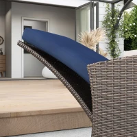 Outsunny Outdoor Rattan Wicker Lounge Chair with Footrest & Soft Cushion for Patio, Garden, Backyard, Dark Blue(m-10)