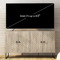 HOMCOM Sideboard Buffet Cabinet with 2 Adjustable Shelves and Steel Base, TV Stand, Coffee Bar Cabinet for Living Room, Oak(m-6)