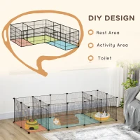 PawHut 18 Panels Small Animal Cage with Doors, Guinea Pig Playpen, Portable Metal Wire Yard for Hedgehogs(m-5)