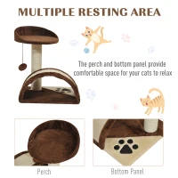 PawHut 18" Cat Tree Scratching Kitty House Kitten Activity Centre Pet Bed Post Furniture with Hanging Toy (Brown)(m-6)