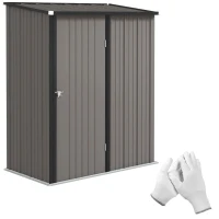 Outsunny 5' x 3' Outdoor Storage Shed, Steel Garden Shed with Single Lockable Door, Tool Storage Shed for Backyard, Light Grey(m-2)