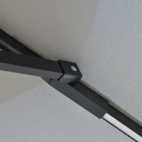 Outsunny 10FT Cantilever Patio Umbrella with Lights Solar Powered Offset Umbrella with Crank and Cross Base for Deck Light Grey(m-7)