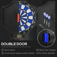 Soozier Electronic Dartboard Set with 31 Games and 285 Programs for 8 Players, Soft Tip Dart Board Set with Cabinet, 6 Darts and 6 Spare Tips, LCD Display(m-6)