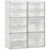 HOMCOM 20-Pair Shoe Storage Box, Portable Shoe Cabinet, Folding Storage Organizer Modular Cabinet with Ten Compartments, Magnetic Doors, for Hallway, Entryway, White(m-2)