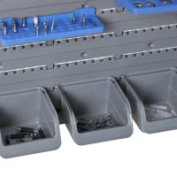 DURHAND 44PC Wall Mounted Storage Bins Parts Rack Kit with 2 Colour Parts, Hardware Screw Tool Organizer with Storage Bins, Pegboard and Hooks, Garage Plastic Organizer, Blue(m-9)