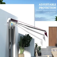 Outsunny 10' x 6.5' Manual Retractable Awning with LED Lights, Aluminum Frame Sun Canopies for Patio Door Window, Wine Red(m-5)