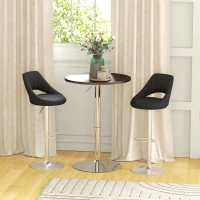 HOMCOM High Top Bar Table, Adjustable Round Kitchen Table with Swivel Top and Steel Base, Bistro Table for 2 People, Walnut(m-8)