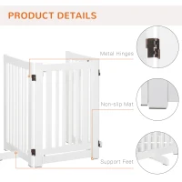 PawHut Free Standing Wood Pet Gate Indoor Dog Barrier 3 Panel Folding Z Shape Doorway(m-7)