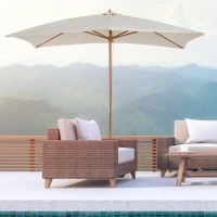 Outsunny Patio Umbrella Market Patio Sun Umbrella Rectangle Cream White(m-9)