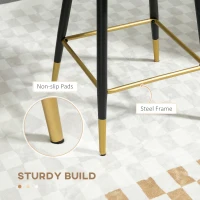 HOMCOM Bar Stools Set of 2 Modern Counter Height Bar Stools with Back, Footrest for Home Kitchen, 23.2"x20.5"x35.4", Yellow(m-6)