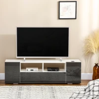 HOMCOM TV Stand for TVs up to 60", TV Unit with LED Lights, Storage Shelves and Cupboards, 53.9" x 13.8" x 16.5", Grey(m-1)