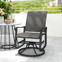 Outsunny Rattan Patio Glider, Wicker Outdoor Glider Swivel Chair with Steel Frame, High Back for Backyard Porch, Grey(m-9)