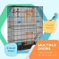 PawHut 63" Bird Cage w/ Open Top for Budgies, Cockatiels, Lovebirds Finches, Stand, Toys, Removable Tray, Storage Shelf(m-4)