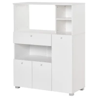 HOMCOM Compact Kitchen Pantry Cabinet Server Hutch Storage Buffet with Microwave Oven Stand Drawer and Shelves, White(m-2)
