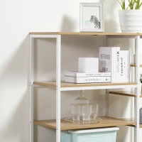 HOMCOM Storage Shelf Multi-Tier Bookcase Utility Display Rack Home Organizer for Kitchen, Garage, Living Room, White(m-6)