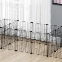 PawHut 18 Panels Small Animal Cage with Doors, Guinea Pig Playpen, Portable Metal Wire Yard for Hedgehogs(m-10)