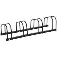Soozier 4-Bike Bicycle Floor Parking Rack Cycling Storage Stand Garage Organizer for Indoor and Outdoor Use Black(m-11)