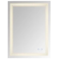 kleankin 24" x 32" LED Bathroom Mirror, Dimmable Lighted Anti Fog Wall-Mounted Mirror, with 3 Colour, Smart Touch, Plug-in, Vertical or Horizontal Hanging(m-2)
