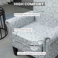 HOMCOM Upholstered Accent Chair, Single Armchair with Soft Linen Touch Fabric, Rolled Armrest with Nailhead Trim, Grey(m-5)