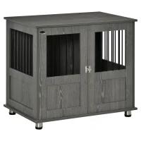 PawHut Dog Crate Furniture with Lockable Magnetic Door, Adjustable feet for Small & Medium Dogs, Indoor Use, Grey(m-12)